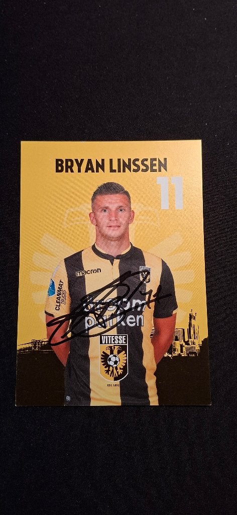 Spelerskaart handtekening Bryan LInssen # Vitesse Feyenoord, Ophalen of Verzenden, Nieuw, Vitesse, Spelerskaart