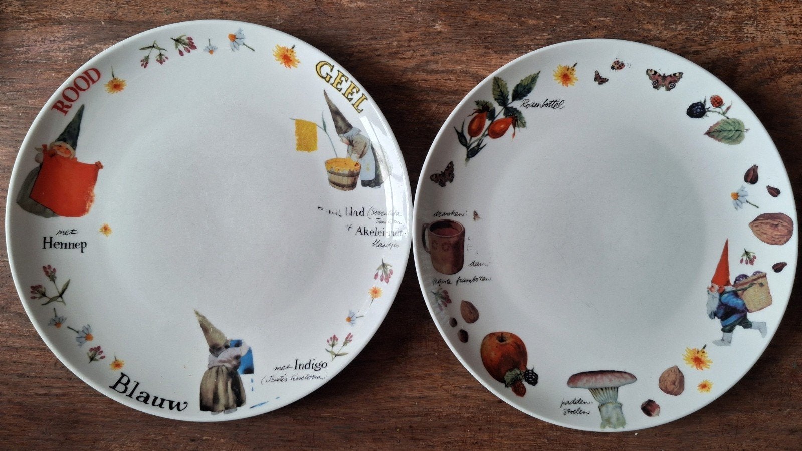 Twee dinerborden van Rien Poortvliet., Ophalen of Verzenden, Gebruikt, Overige stijlen, Bord(en)