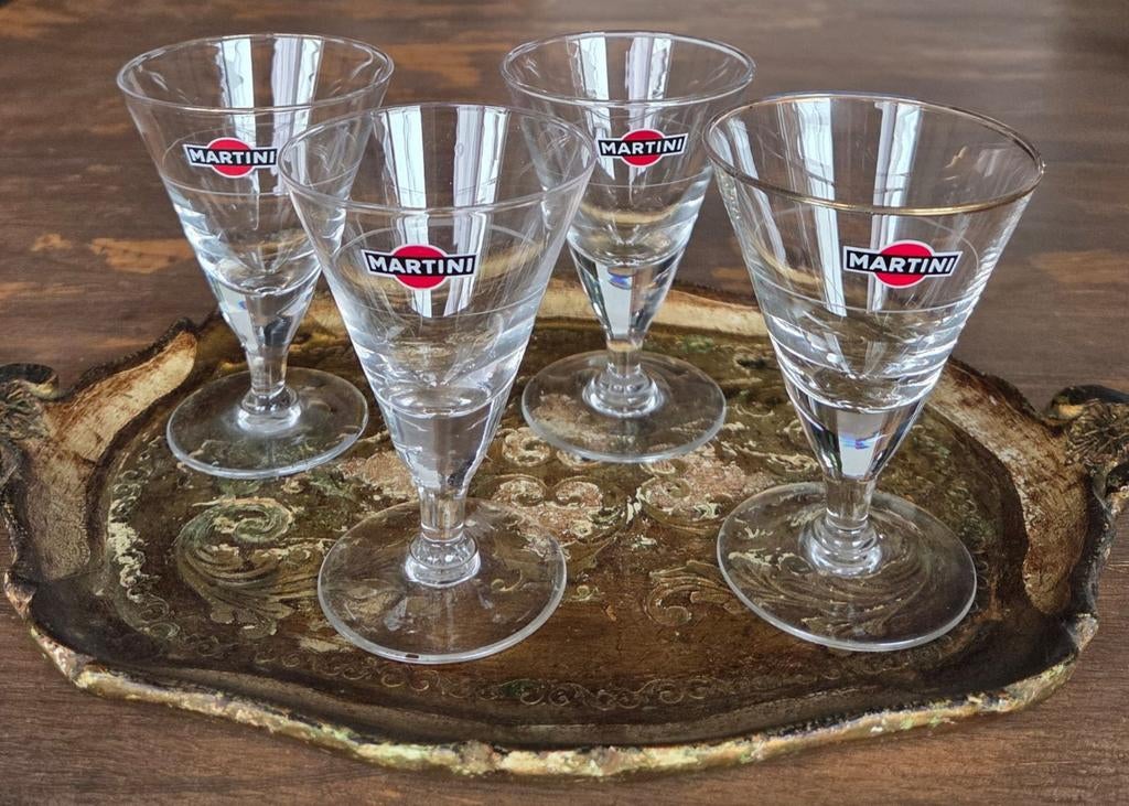4 vintage Martini glazen, Antiek en Kunst, Ophalen of Verzenden