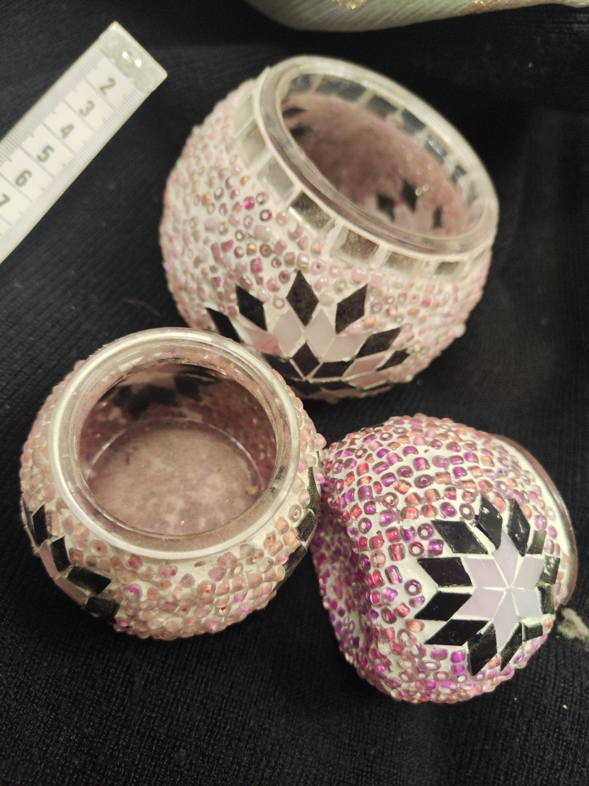 Set van 3 mozaïek potjes voor kaarsjes of decoratie, Ophalen of Verzenden, Nieuw
