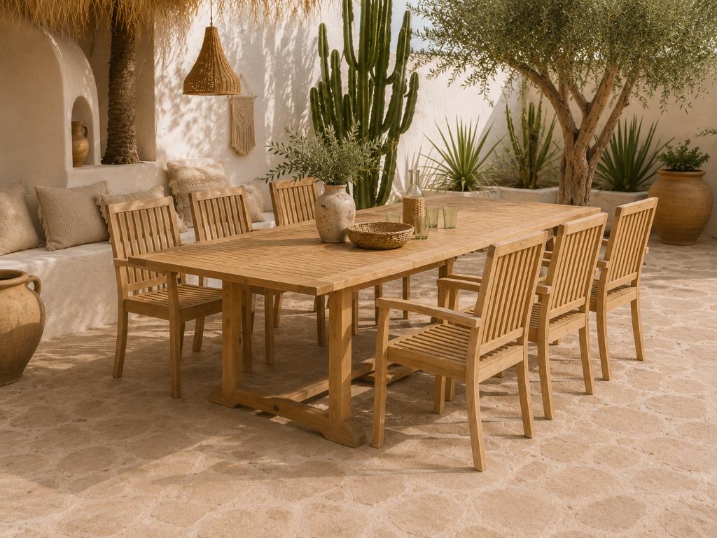 Tuinset TUINTAFELS  Massief Teakhout | Direct Leverbaar, Tuin en Terras, Ophalen, Nieuw, Rechthoekig, Teakhout