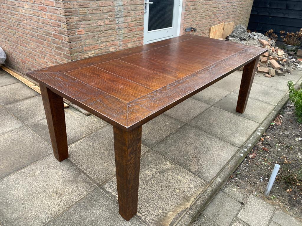 Eettafel massief eikenhout, Ophalen, 100 tot 150 cm, 200 cm of meer, Zo goed als nieuw