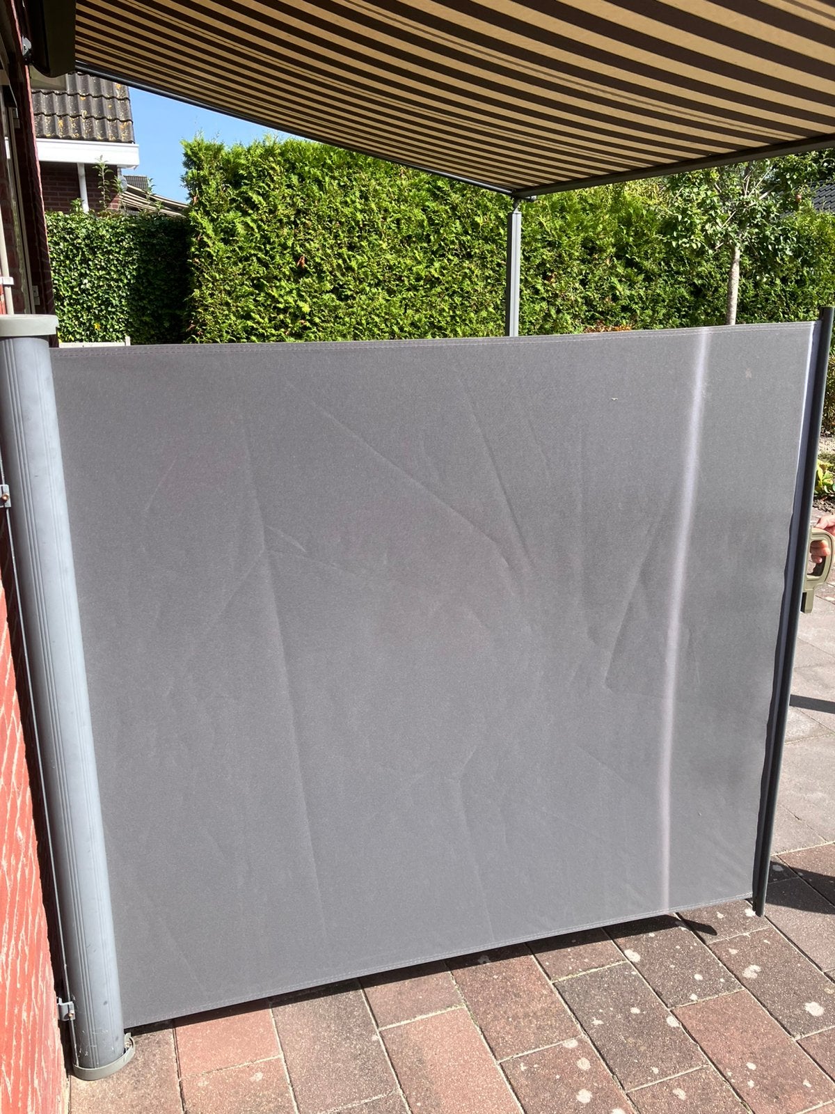 Uittrekbaar windscherm, Tuin en Terras, Ophalen, Overige materialen, Gebruikt, 100 tot 150 cm
