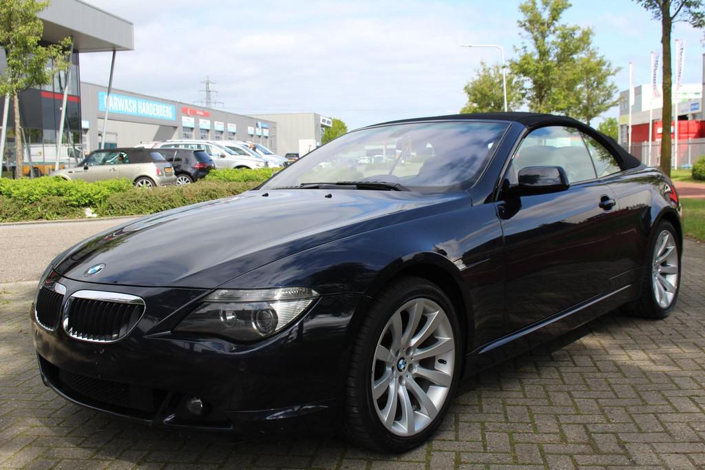 BMW 6 Serie Cabrio 630i 6 cilinder ERG MOOIE AUTO! SMG FULL, Stof, Gebruikt, Zwart, 2996 cc