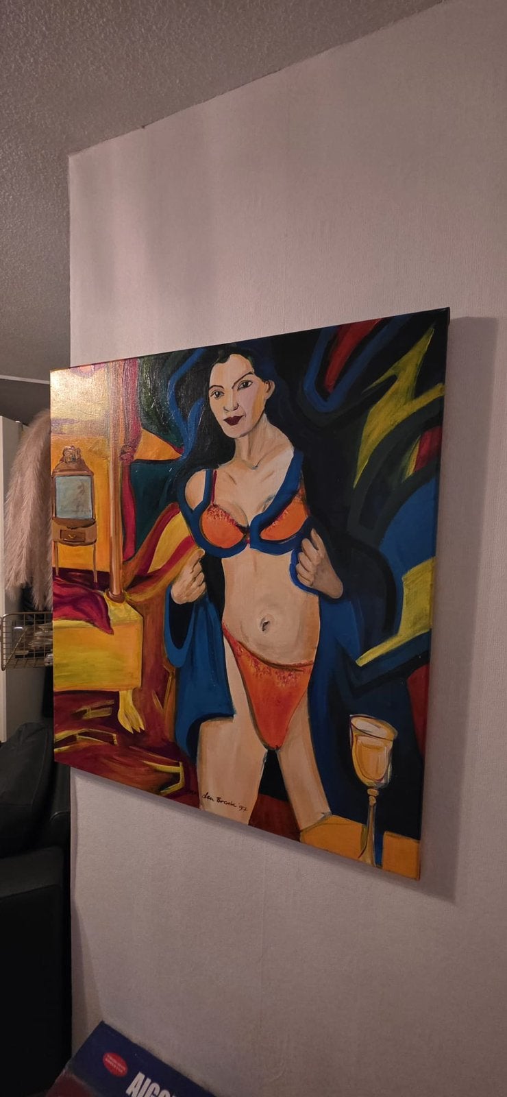 Schilderij ‘Vrouw in Lingerie’ – Jan Broeck '95, Antiek en Kunst, Ophalen
