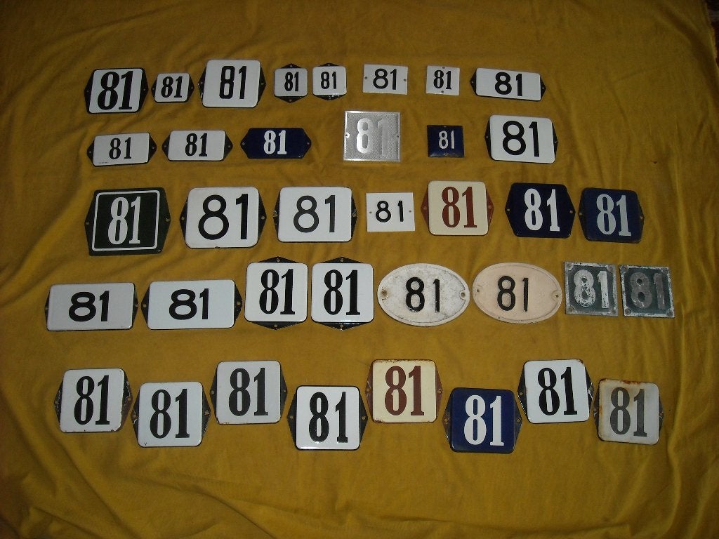 oude emaille huisnummer 81 ook 82 83 84 85 86 87 88 89 90 91, Ophalen of Verzenden
