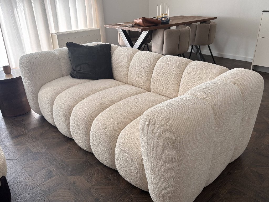 Micadoni 2-zits bank crème – als nieuw, Ophalen, 150 tot 200 cm, Tweepersoons, 75 tot 100 cm