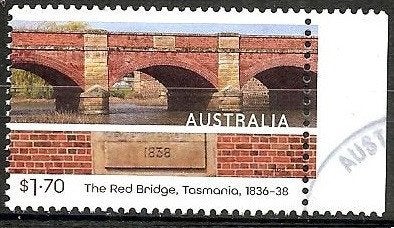 612 Australië 2025 Convict Bridges met velrand, Verzenden, Gestempeld