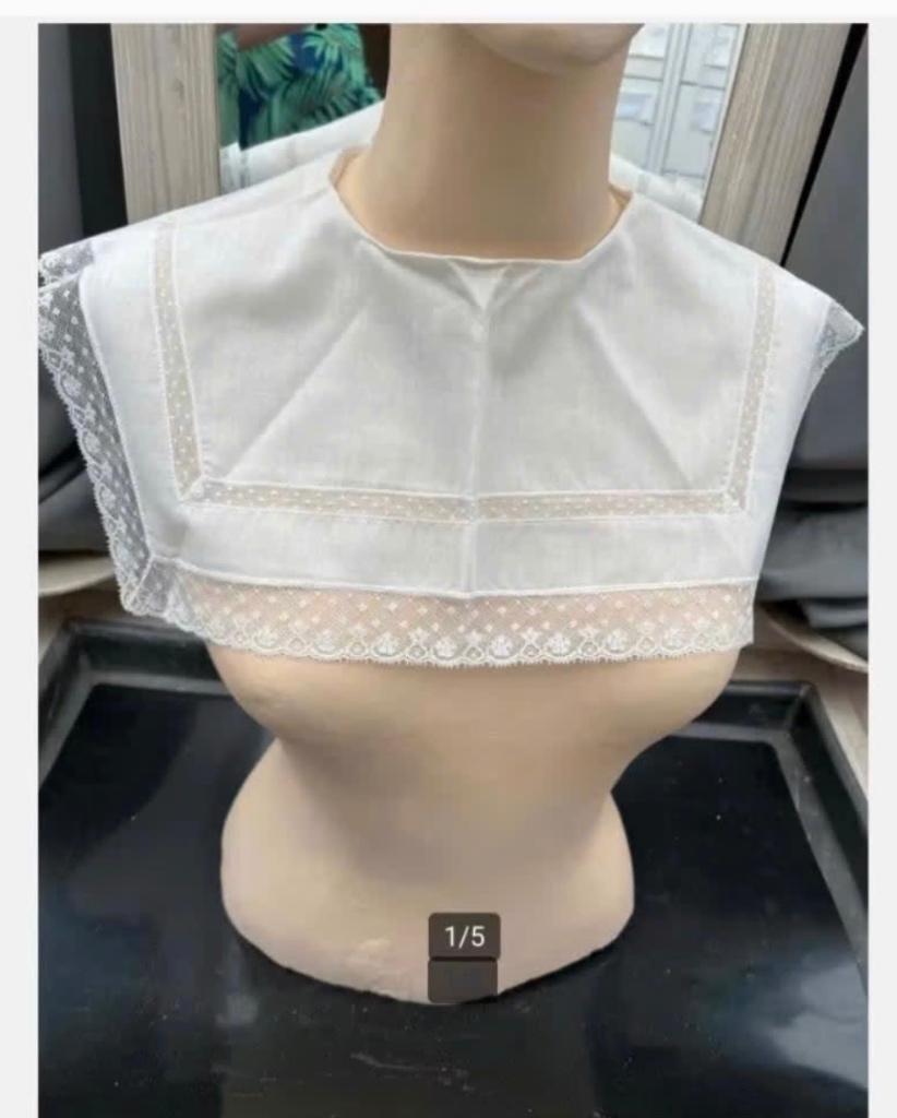 Antieke Kanten Kraag katoen, vierkante lijn, Ophalen of Verzenden, Dames