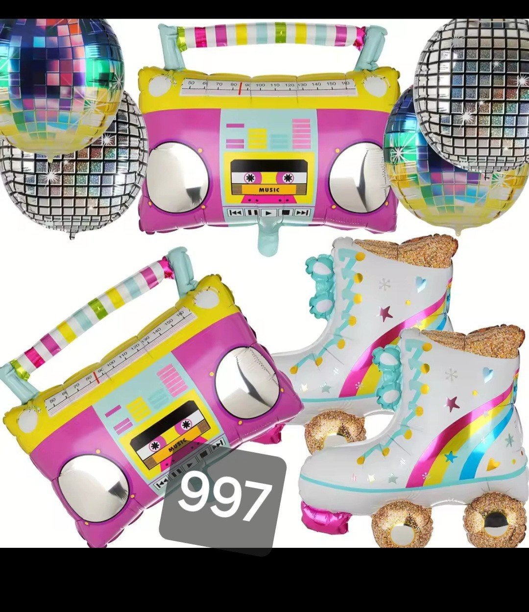 Nieuwe Feestartikelen: Boombox & Disco Bal Folieballonnen, Hobby en Vrije tijd, Ophalen, Nieuw, Feestartikel, Overige