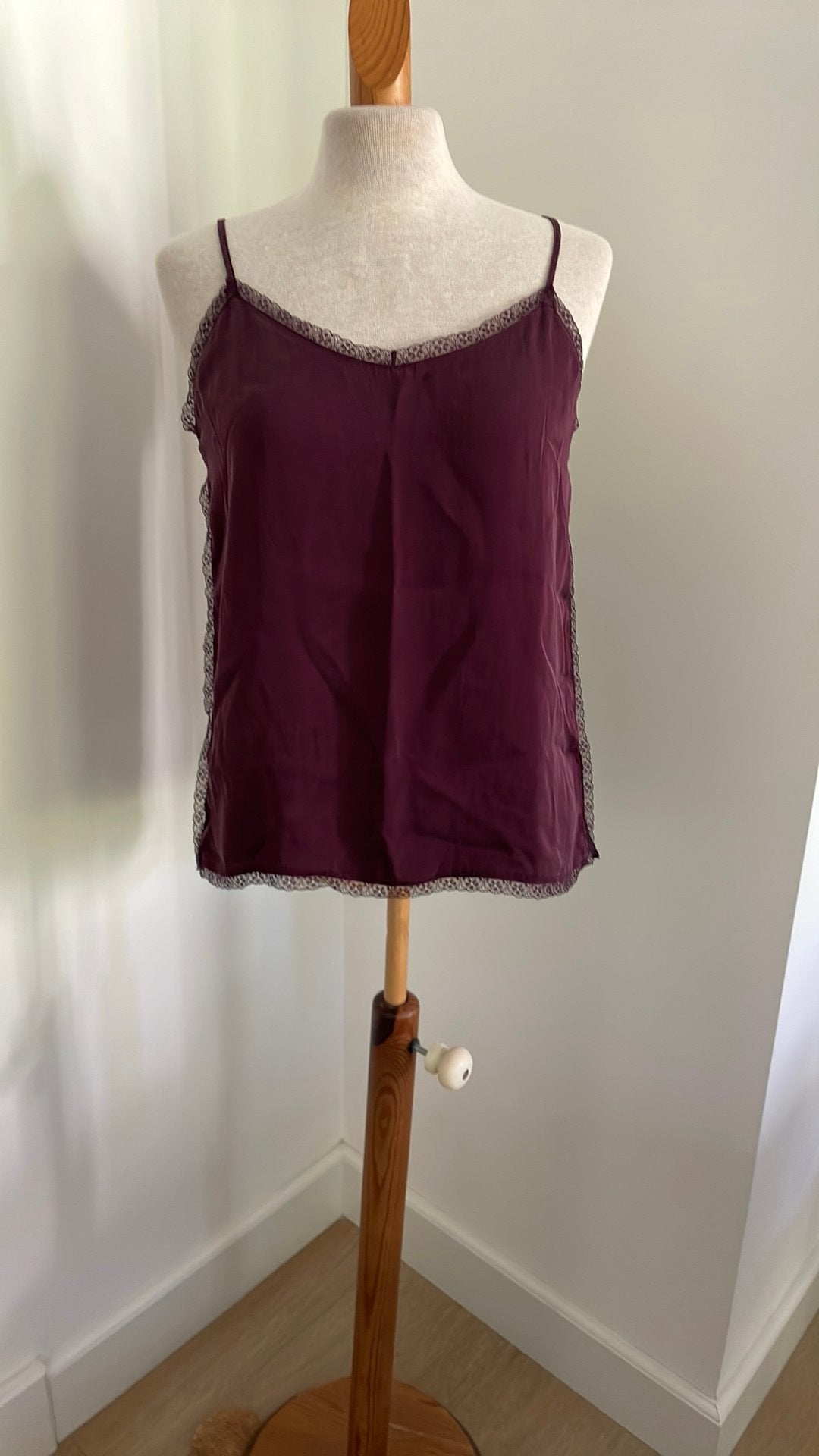 Zijden top/hemdje van Repeat, mt S, Verzenden, Maat 36 (S), Paars, Zonder mouw