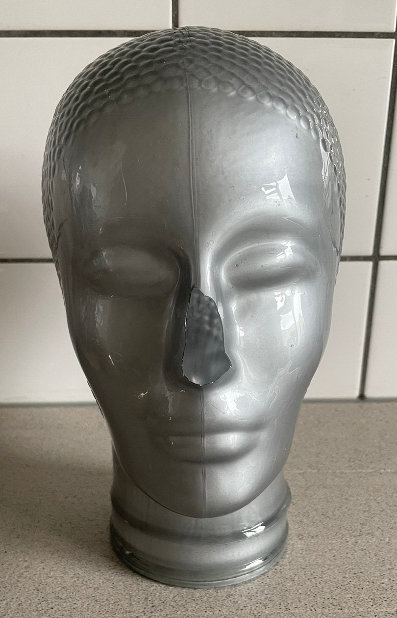 Zilveren glazen hoofd retro glas, Ophalen of Verzenden