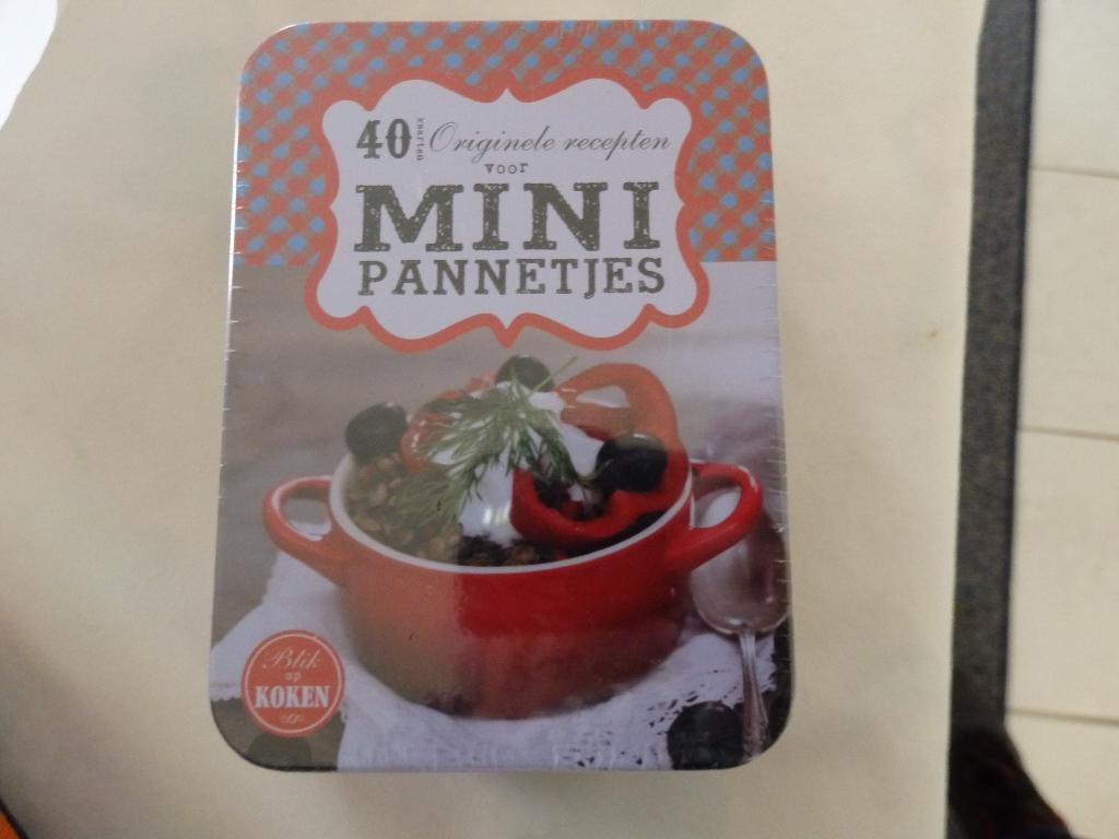 Blikje Minni pannetje met 40 recepten, Verzamelen, Ophalen of Verzenden, Gebruikt, Overige