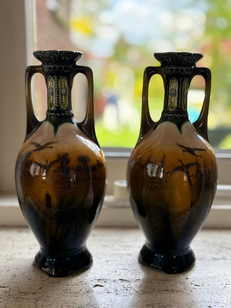 Twee antieke Art Nouveau vazen, Antiek en Kunst, Antiek | Vazen, Ophalen