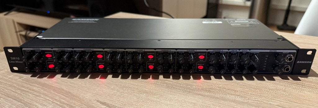Samson SM10 10-kanaals Rack mixer, Ophalen of Verzenden, Zo goed als nieuw, 5 tot 10 kanalen, Microfooningang