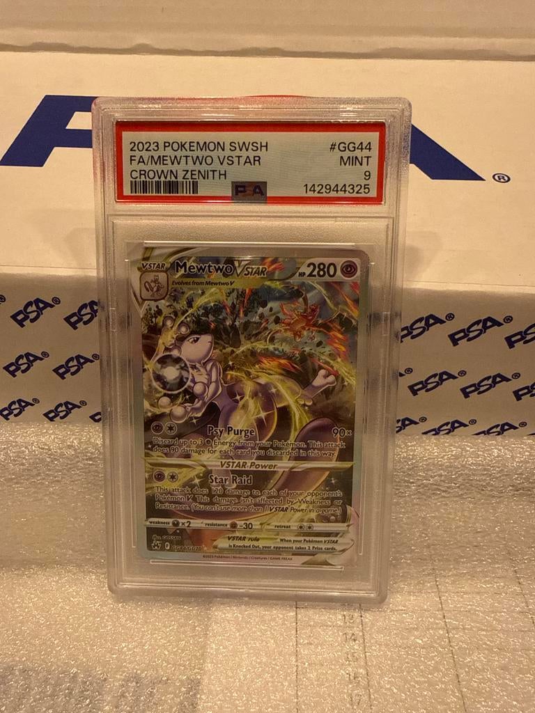 Mewtwo VSTAR PSA 9 MINT Pokémon Kaart Crown Zenith, Ophalen of Verzenden, Nieuw, Losse kaart