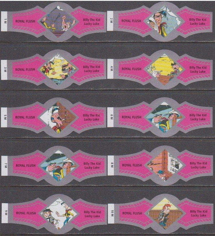 Sigarenbanden Lucky Luke Billy The Kid, Royal Flush 1M-10M, Ophalen of Verzenden, Nieuw, Sigarenbandjes
