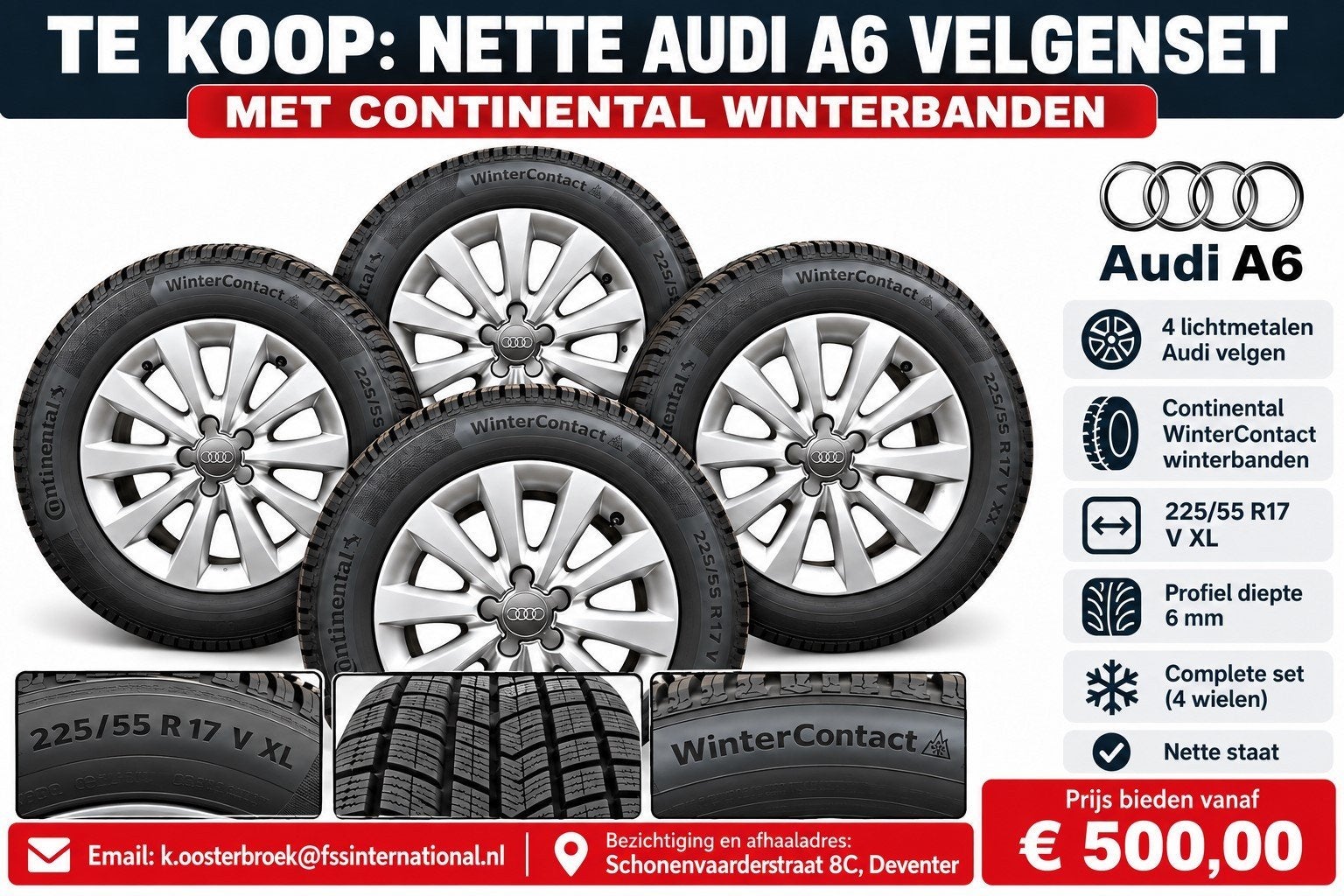 Audi A6 velgenset, Ophalen, Gebruikt, Banden en Velgen, 17 inch