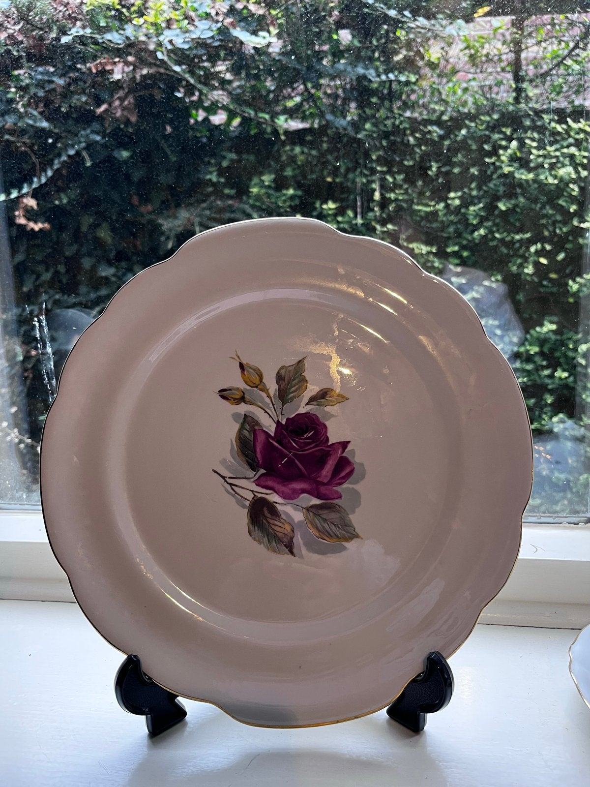 Prachtig Gien France Chambord Vintage Bord met Roosdecoratie, Ophalen