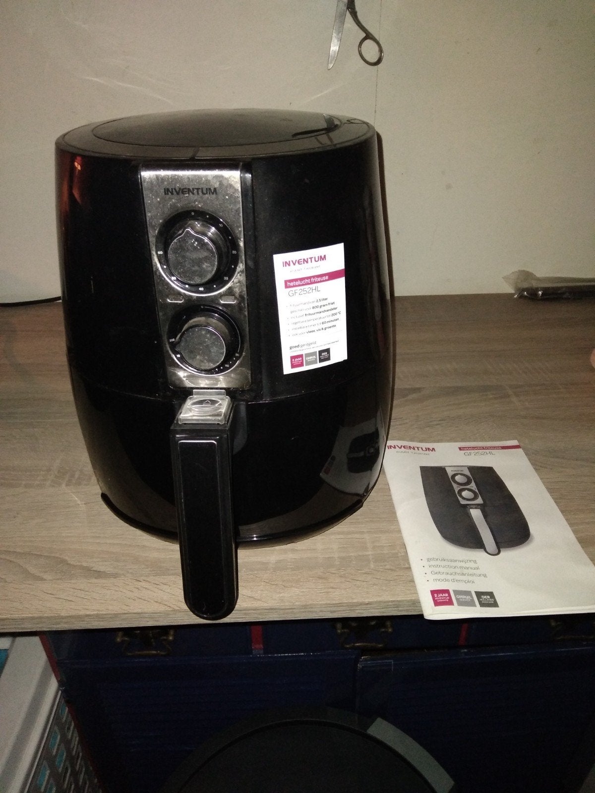 Inventum Airfryer GF252HL - Goed werkend en netjes, Ophalen of Verzenden, Zo goed als nieuw, Airfryer, 1000 t/m 1499 gram