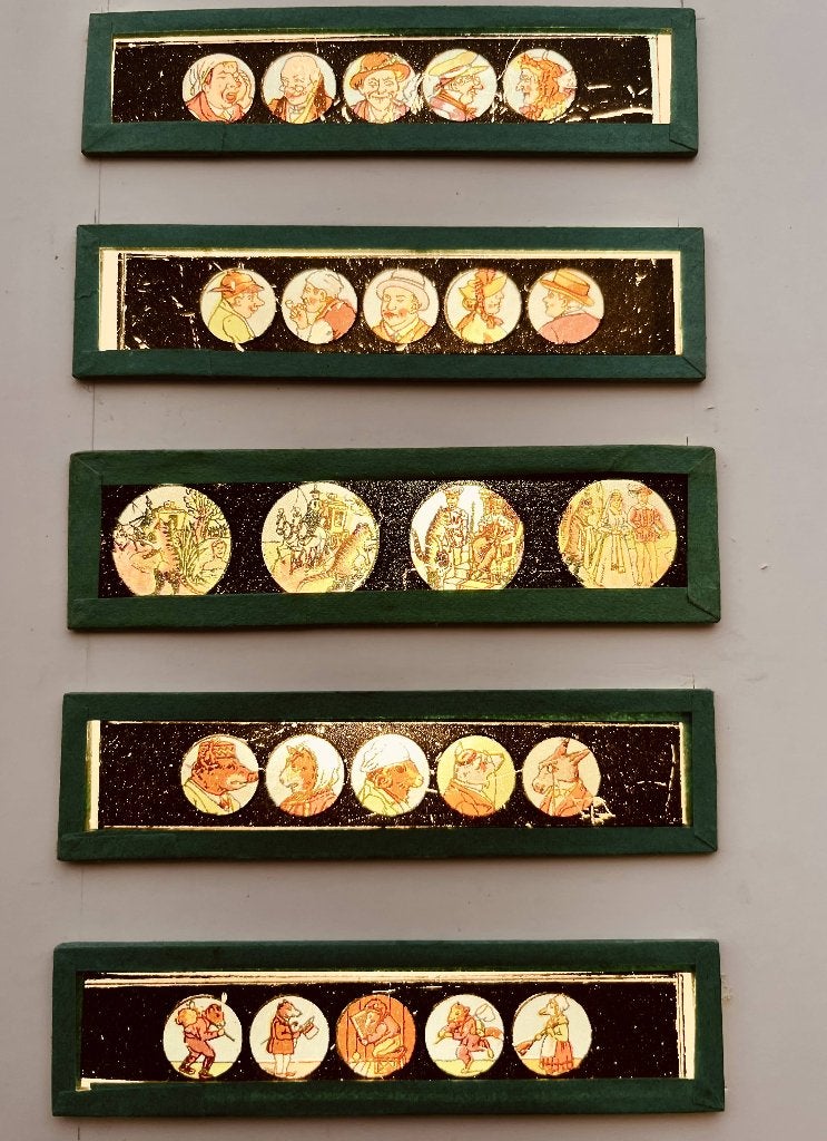 Vintage glazen toverlantaarn plaatjes jaren ’20-30, Antiek en Kunst, Verzenden
