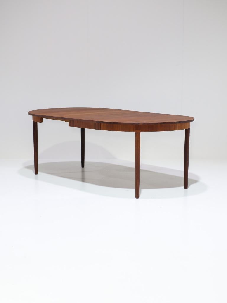Uitschuifbare eettafel teak Deens vintage rond ovaal, Huis en Inrichting, Tafels | Eettafels, Ophalen, 100 tot 150 cm, -, -