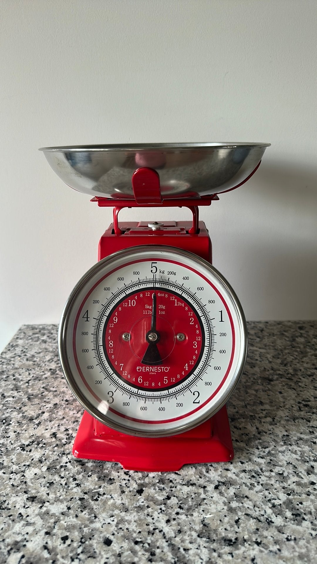 Ernesto weegschaal retro rood vintage, Keukenweegschaal, Ophalen of Verzenden, Gebruikt, Minder dan 10 kg