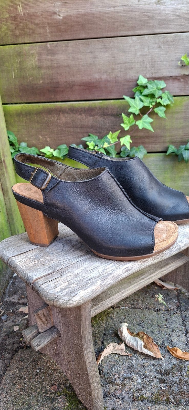 El Naturalista zwarte Ibon Kuna  peep toe, maat 37, Zwart, Zo goed als nieuw, Sandalen of Muiltjes, El Naturalista