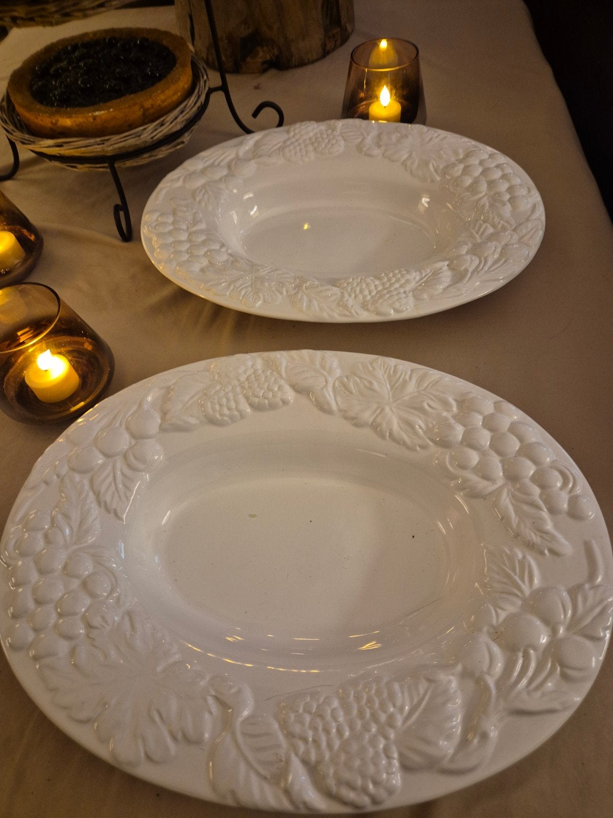 Set van 2 Landelijke Brocante Schalen met Druivenmotief, Ophalen of Verzenden