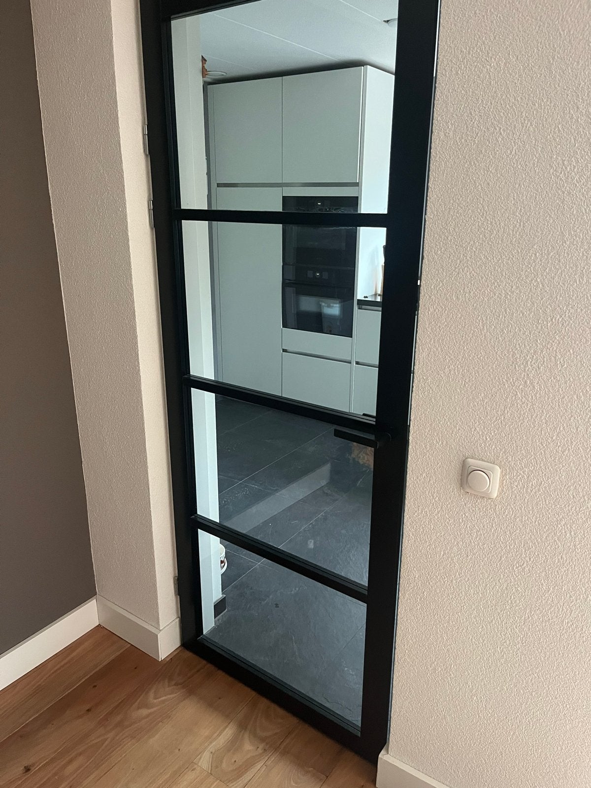 Staallook binnendeur met glas, 211,5x830, links opdek, Ophalen, Gebruikt, 80 tot 100 cm, Binnendeur