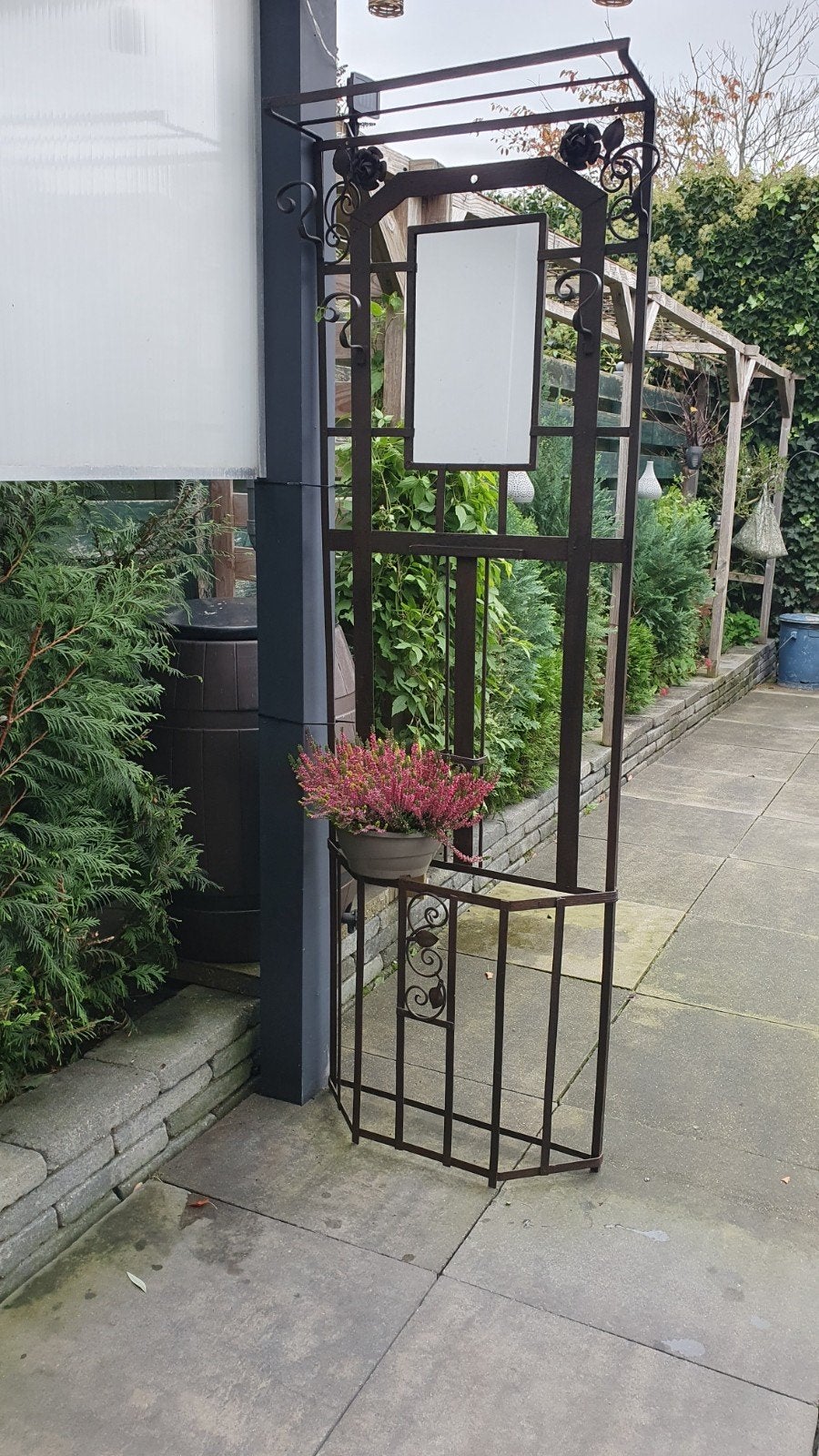 Tuinwand decoratie kapstok ijzer, brocante., Tuin en Terras, Ophalen, Zo goed als nieuw