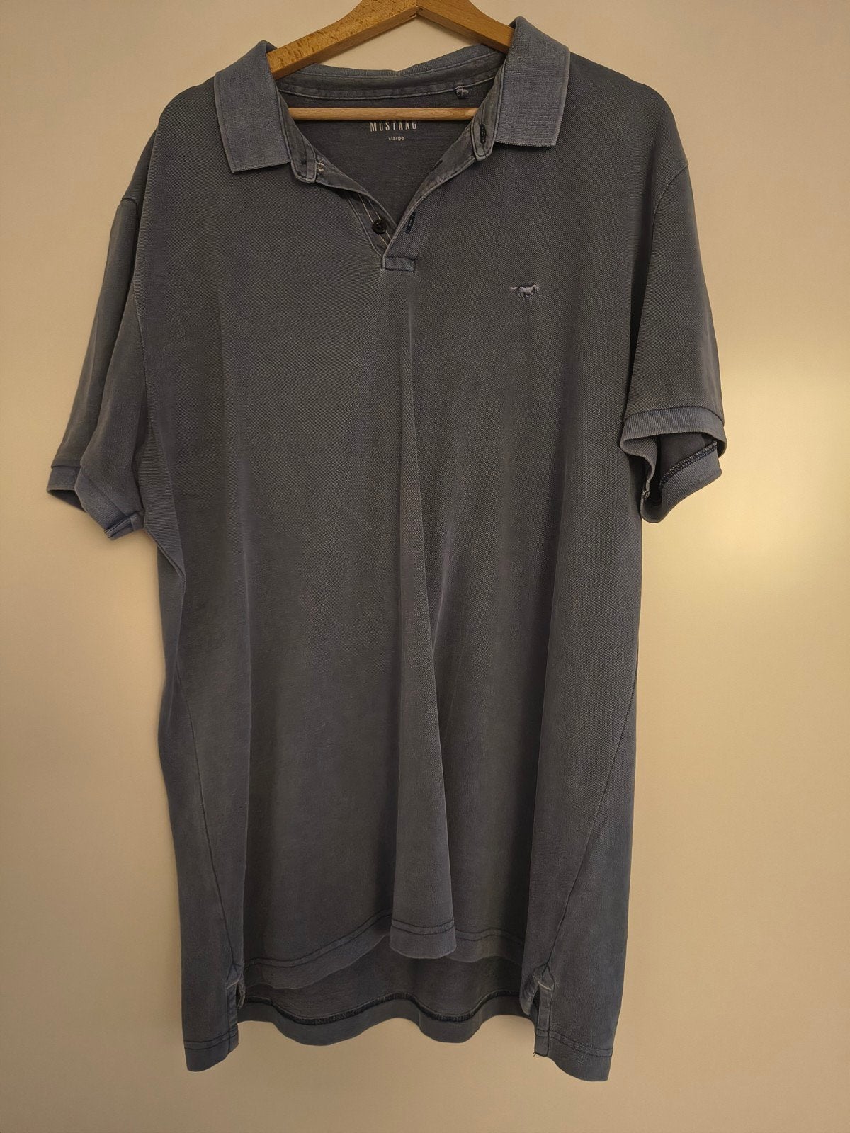 Mustang Polo Heren XL - Washed Grijs Blauw, Blauw, Maat 56/58 (XL), Ophalen of Verzenden, Mustang