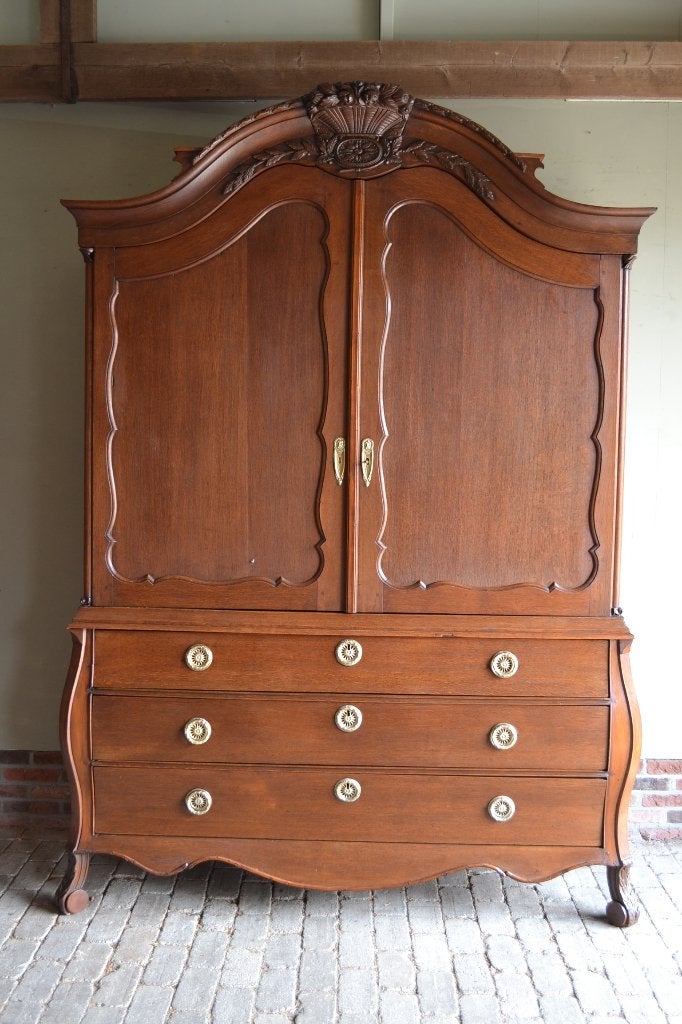 Prachtig antiek Hollands eiken biedermeier kabinet.