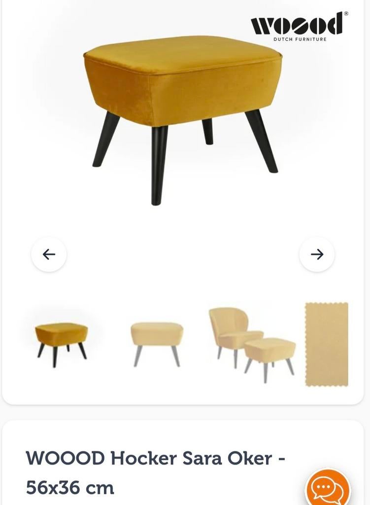 Woood voetenbank / hocker okergeel, Ophalen, Zo goed als nieuw, Hout