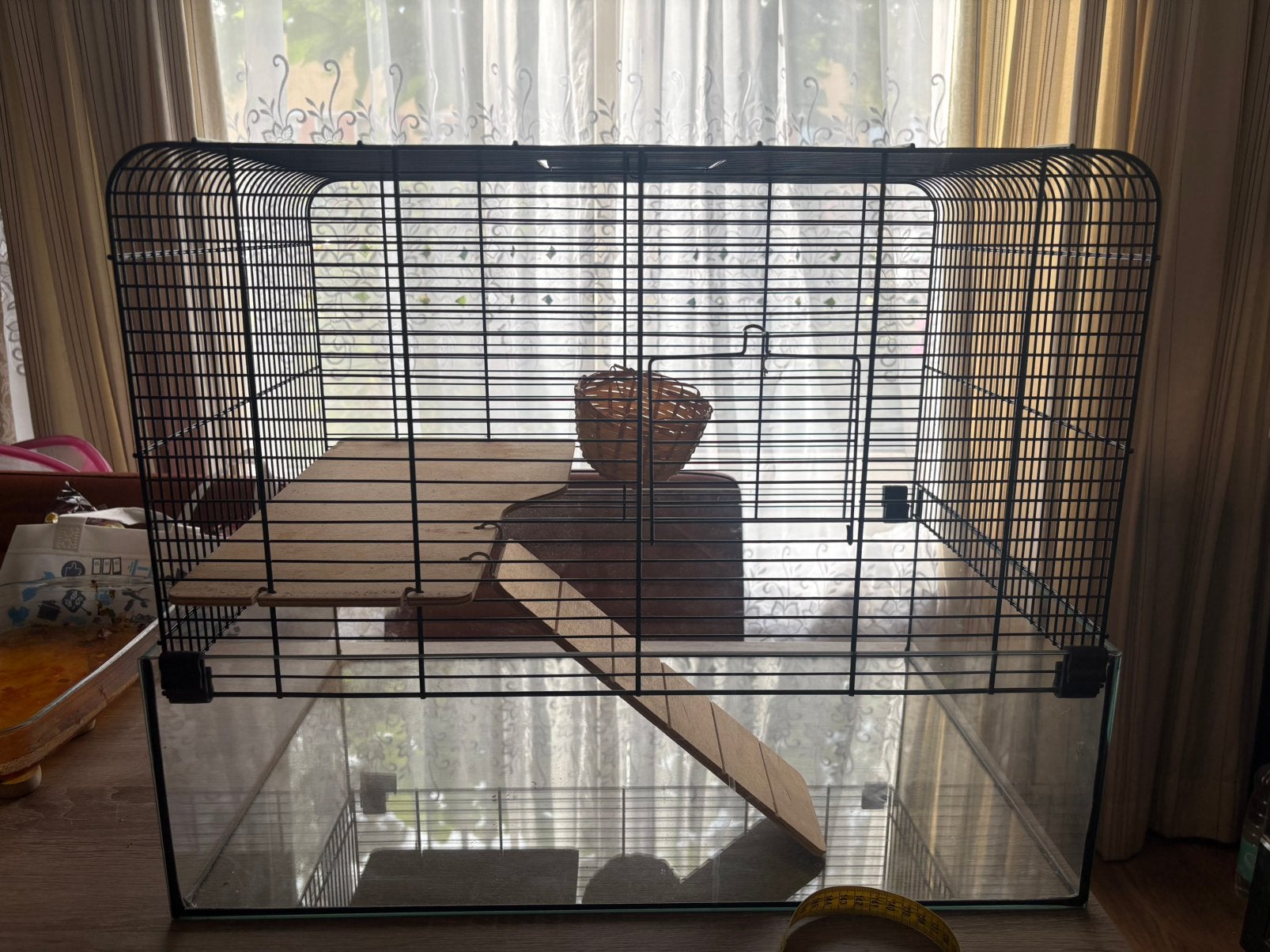 Glazen hamster kooi met tralies, Minder dan 60 cm, Kooi, Minder dan 75 cm, Ophalen of Verzenden