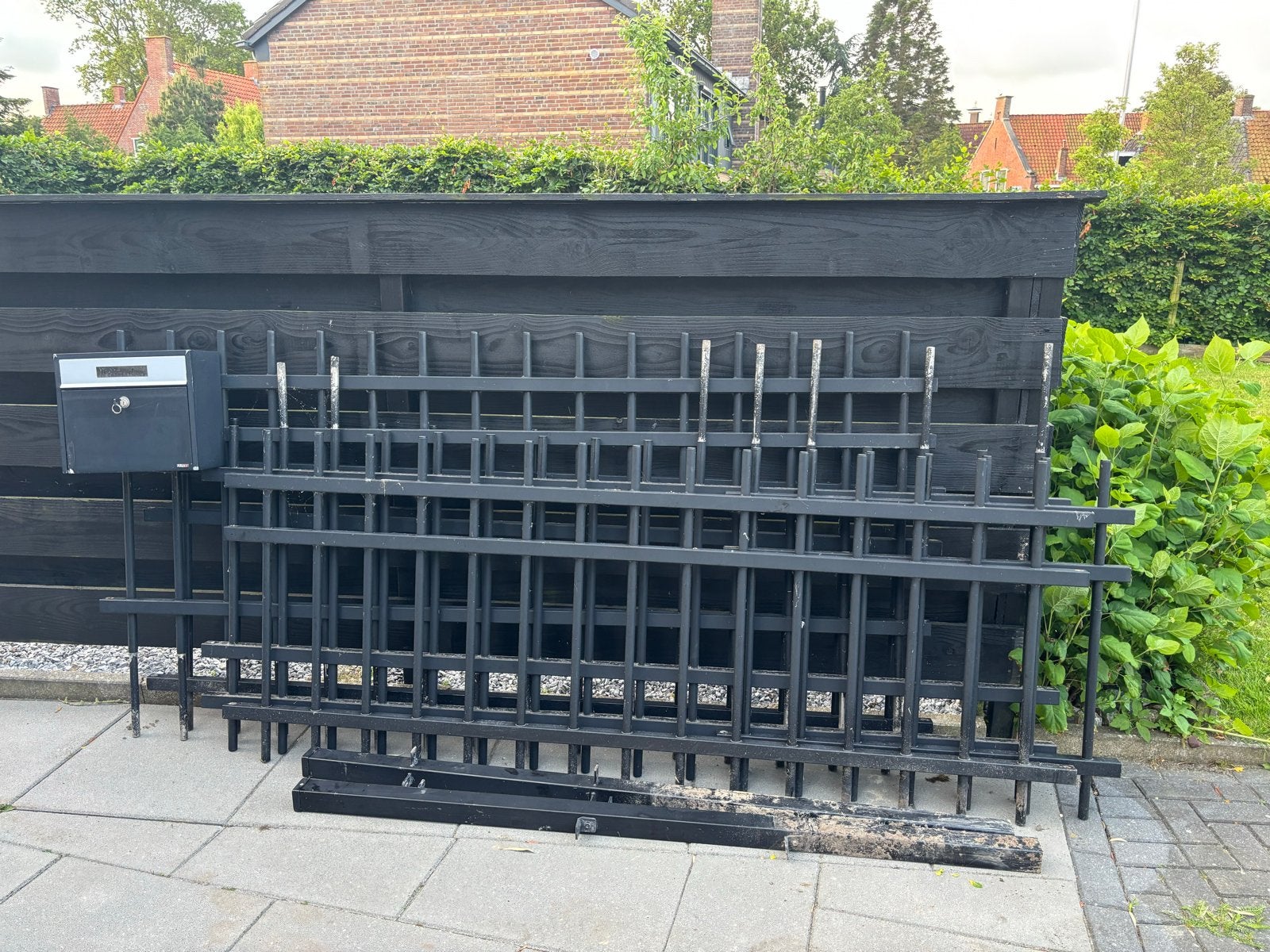 Zwart Hekwerk diverse afmeting, Tuin en Terras, Ophalen, IJzer, Dubbelstaafmat hekwerk