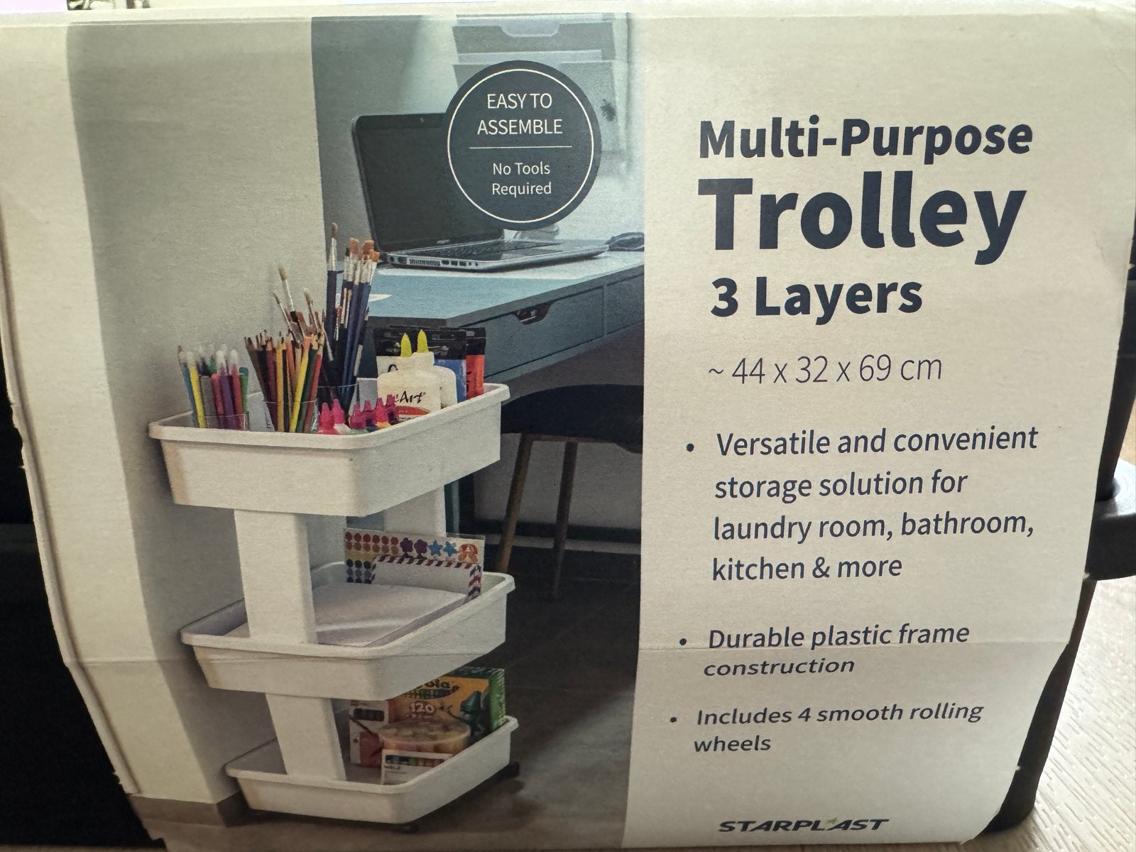 Multifunctionele trolley met 3 lagen - Zwart (NIEUW), Zwart, Nieuw, Kunststof, Ophalen of Verzenden