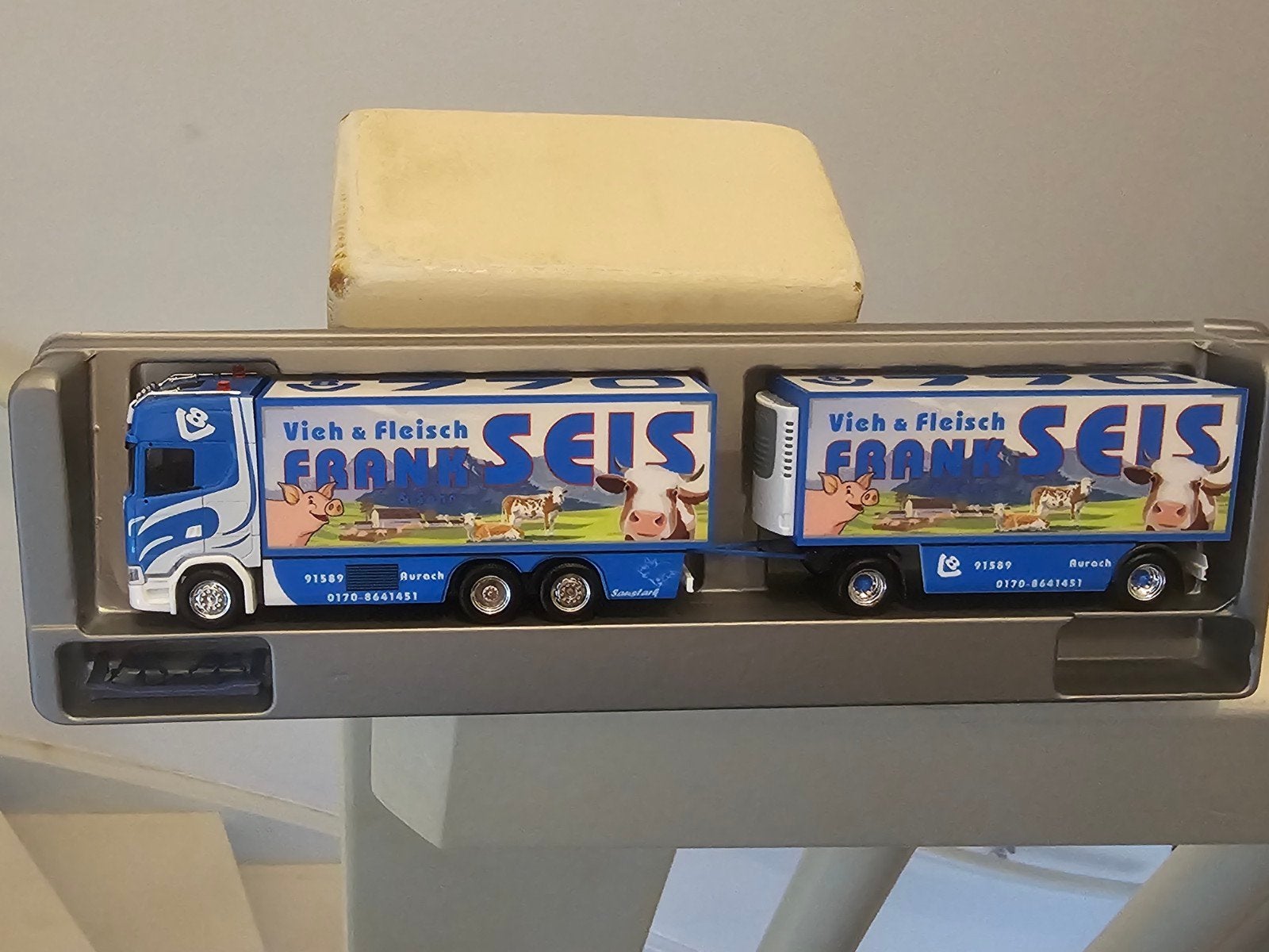 Herpa scania next gen V8 770 combi Frank Seis, Ophalen of Verzenden, Zo goed als nieuw, Bus of Vrachtwagen, Herpa