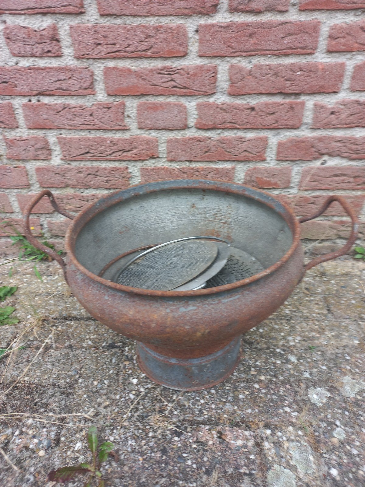 Metalen bloembak met verschillende hoogtes, Tuin en Terras, Ophalen, Gebruikt, Minder dan 60 cm, Rond