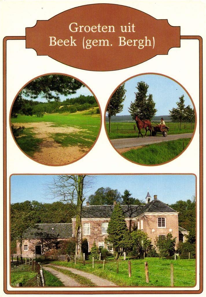 Groeten uit Beek [gem. Bergh] - 3 afb - 1988 gelopen, Ophalen of Verzenden, Voor 1920, Gelopen, Gelderland
