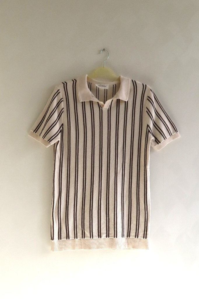 Poloshirt Gestreept Beige Stangata mt M (J41), Stangata, Maat 48/50 (M), Beige, Ophalen of Verzenden