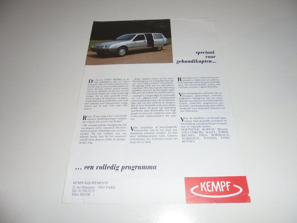 leaflet Kempf voertuigaanpassingen voor Ford, Ophalen of Verzenden, Gelezen, Ford