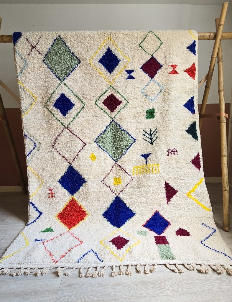 Berber vloerkleed Azilal Marokkaans tapijt puur wol 300x210, Huis en Inrichting, Blauw, Nijmegen, MyWool&, Ophalen of Verzenden