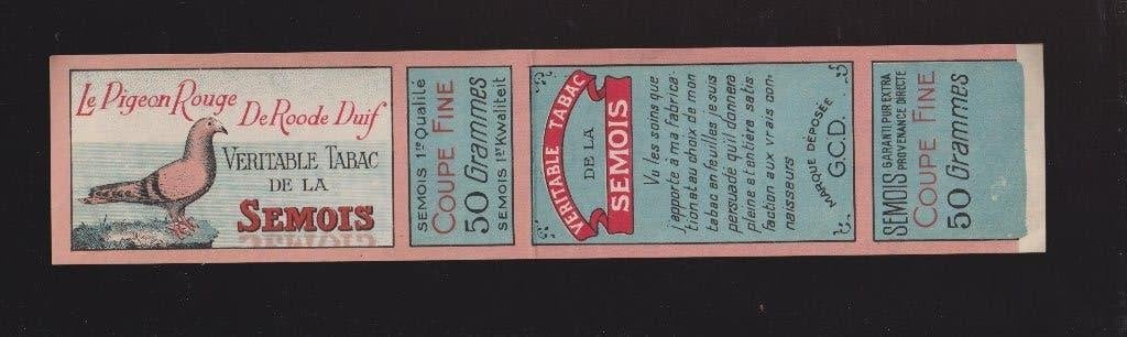sigarenbanden - etiket -  DE ROODE DUIF - LE PIGEON ROUGE, Ophalen of Verzenden, Zo goed als nieuw, Sigarenbandjes