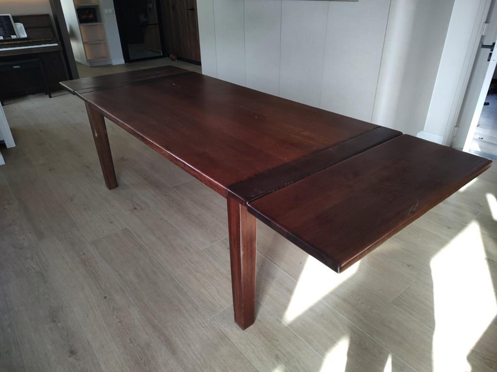Grote massief houten eet tafel met opzetstukken, Huis en Inrichting, Tafels | Eettafels, Ophalen, Gebruikt, 200 cm of meer, 50 tot 100 cm
