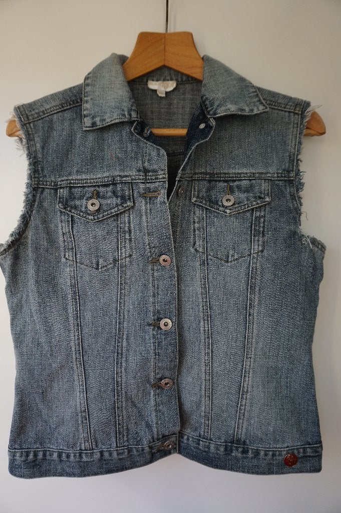 Carven Femme hesje gilet jeans bodywarmer spijkerstof 38/40, Maat 38/40 (M), Blauw, Ophalen of Verzenden, Zo goed als nieuw