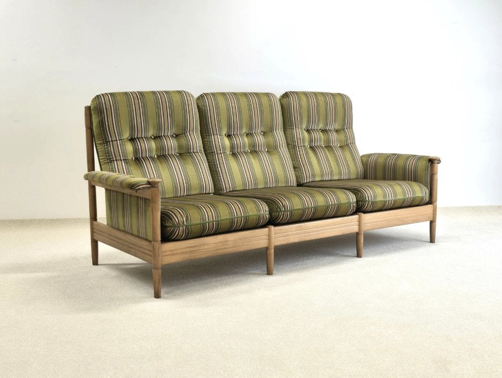 Vintage 3-zitsbank Mid-Century-stijl groen evt als slaapbank, Ophalen, Gebruikt, Driepersoons, 75 tot 100 cm