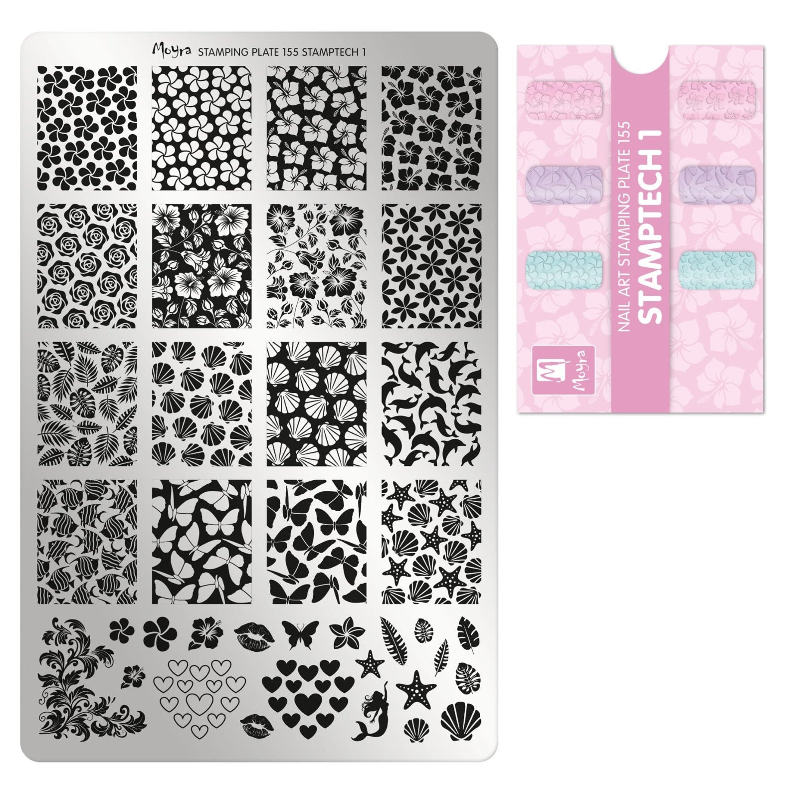 Moyra Stamping Plate 155 Stamptech 1 - Nail Art Designs, Ophalen, Nieuw, Overige typen