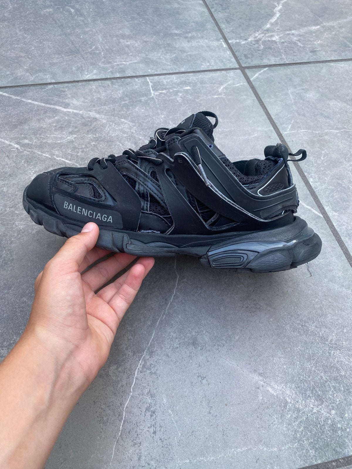 Balenciaga Track Sneakers Zwart, Ophalen, Gedragen, Zwart, Sneakers of Gympen