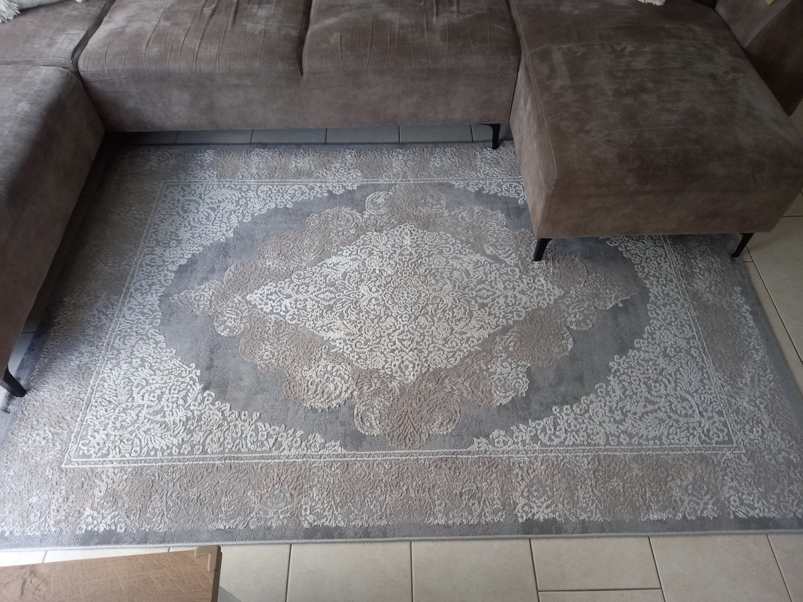Sehrazat tapijten 2x Grijs/Beige met sierlijk patroon, Ophalen, 150 tot 200 cm, 200 cm of meer, Klassiek, Sierlijk